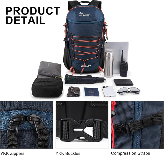 MOUNTAINTOP Hiking Backpack,25/30L Camping Backpack, Men Women Hiking Daypack Lightweight Travel Backpack for Climbing
