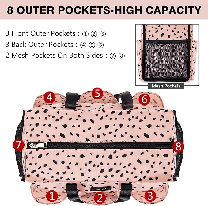 IBFUN Utility Tote Bag with 14/24 Pockets Zip Top Teacher Tote Bag for Teacher/Work Women