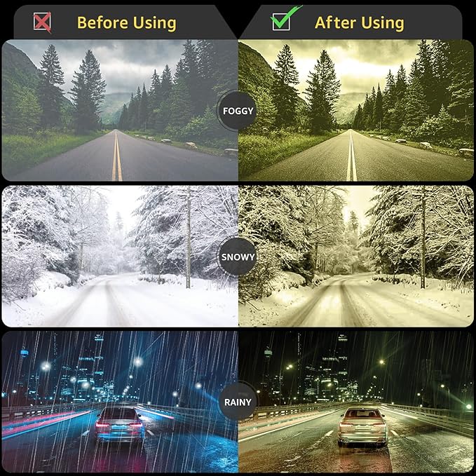 Myiaur Night Vision Driving Glasses for Women, Polarized Anti Glare Yellow Lens Glasses for Nighttime, UV400 Protection