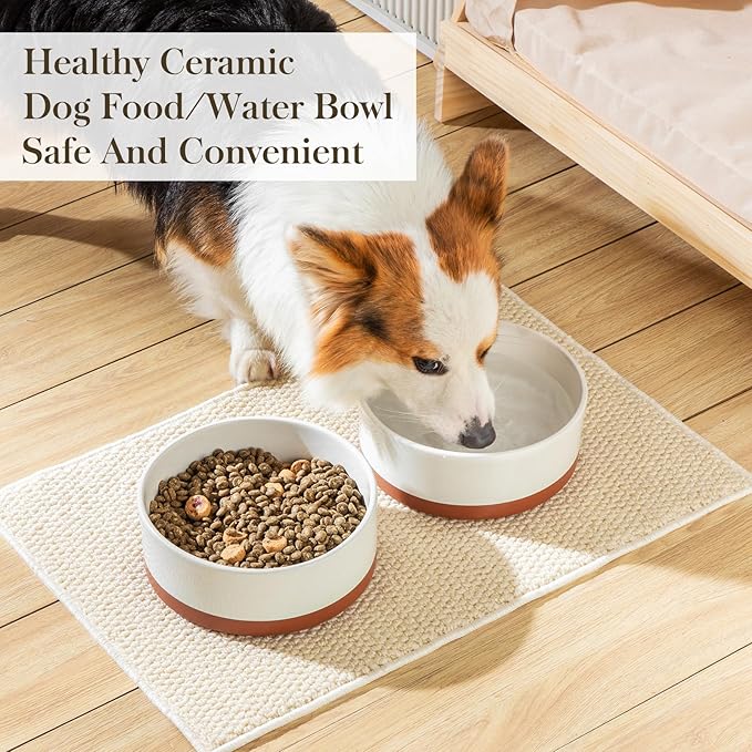 MALACASA Dog Bowls, Ceramic Dog Food and Water Bowls for Large Size Dogs, 6 Cups Capacity Pet Bowl for Large Dogs (L-6 Cups)