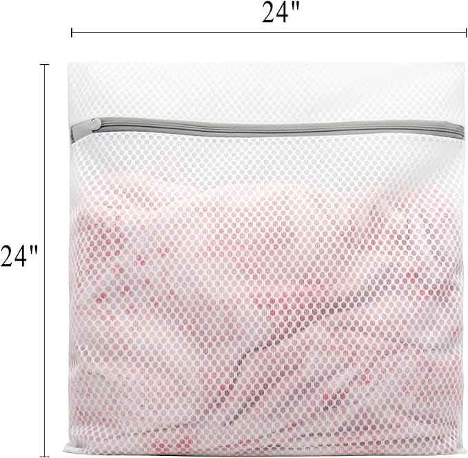 Muchfun 3Pcs Durable Honeycomb Mesh Laundry Bags for Delicates 24 x 24 Inches (3 XX-Large)