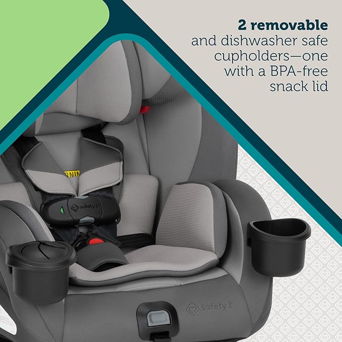Safety 1st EverSlim 4-in-1 Convertible Car Seat, SecureTech Chest Clip, Ultra-Slim, 4-Mode Infant to Booster, Baby Car Seat, Fits 5-100 lbs, Memory Foam, Fiddlehead