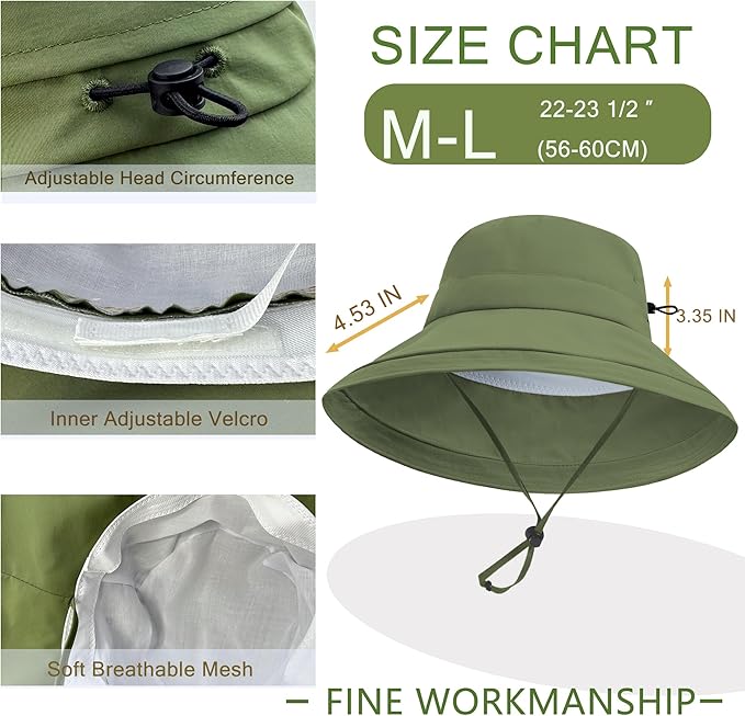 Sun Hats for Women Men UV Protection Wide Brim Bucket Hat with Ponytail Hole Waterproof Gardening Fold-Up Summer Cap