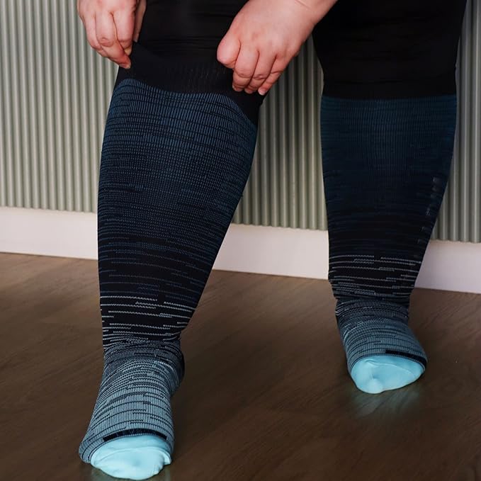 Wide Calf Compression Socks for Women & Men Extra Large Size Support Socks for Nurses Running Pregnant Travel, 15-20 mmHg