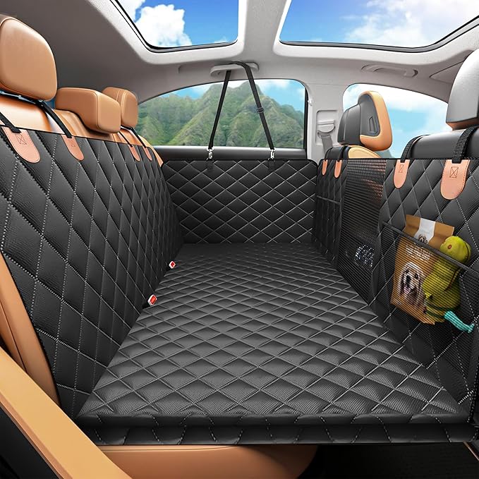 EcoNour Dog Car Seat Cover for Back Seat | Waterproof Dog Seat Cover with Side Door Straps & PP Boards | Backseat Cover for Dogs in Car, SUV, Truck | Pet Car Seat Hammock - 54x65 inches