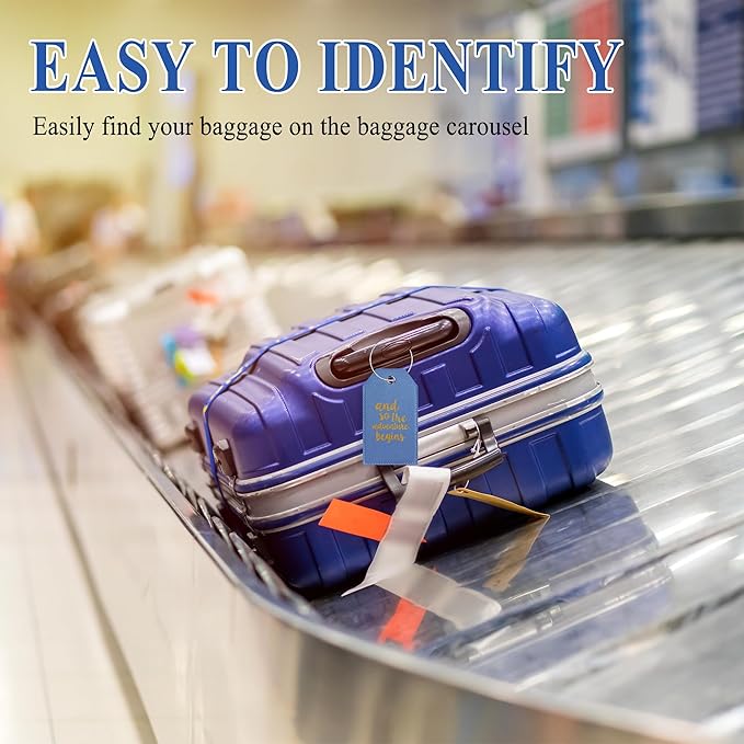 Luggage Tag & Initial Baggage Tags for Suitcases Leather Bag Tags for Backpacks Handbag School Instrument with Name ID Label Travel Essentials, Unique Fun Blue Personalized Luggage Tags 2 Pack