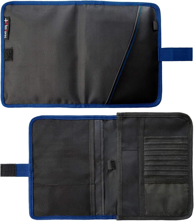 Glove Box Compartment Organizer - Car Document Holder - Owner Manual Case Pouch - Vehicle Storage Wallet for Registration & Insurance Card - Premium Auto Paperwork Holder - Log Book included - Blue