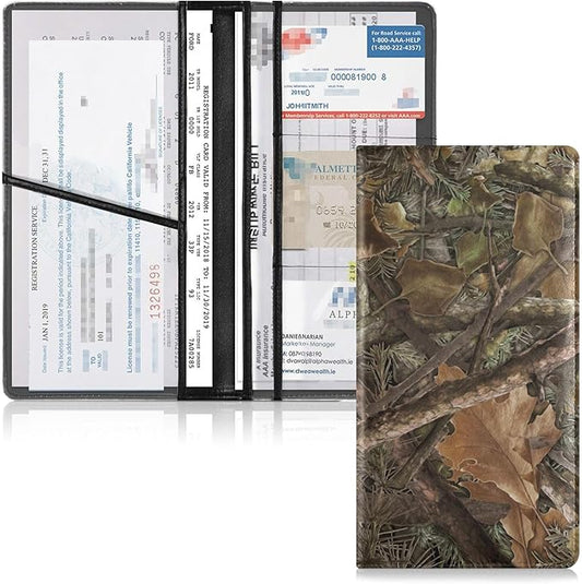 linqin Car Registration and Insurance Card Holder, Camouflage Glove Box Organizer Card Document Wallet