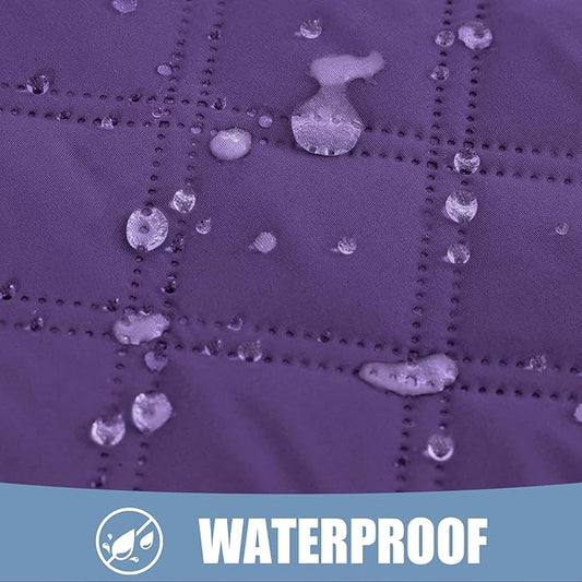 Smiry Waterproof Dog Bed Cover Pet Blanket, Soft Washable Dog Blanket for Furniture Bed Couch Sofa Reversible, Checkered (68"x82", Purple/Purple)