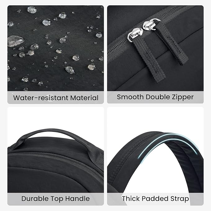 G4Free Small Nylon Backpack for Women Men, Lightweight Backpack Daypack for Travel Work Hiking, Black