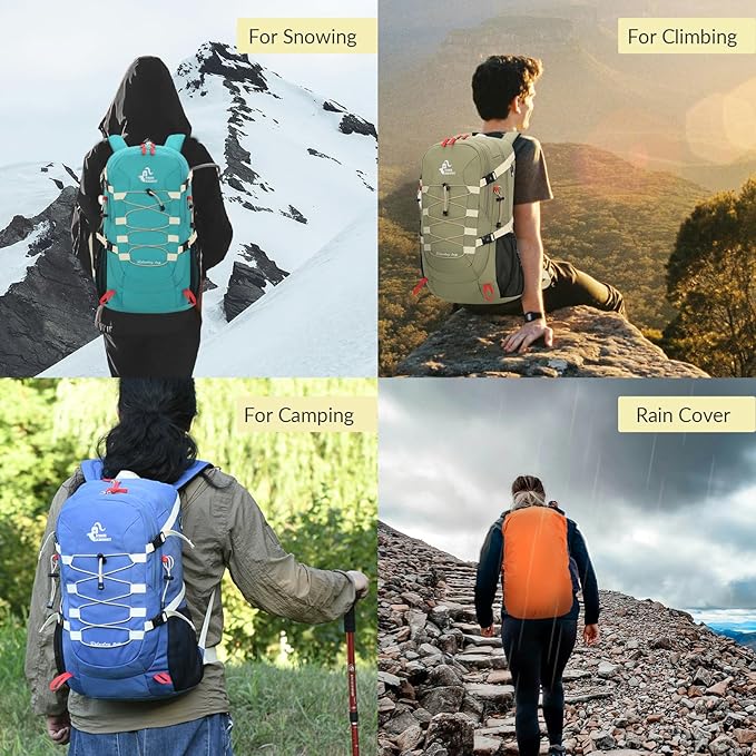 Bseash 40L Waterproof Hiking Backpack with Rain Cover, Outdoor Sport Travel Bag Daypack for Camping Climbing Skiing Cycling (Blue)
