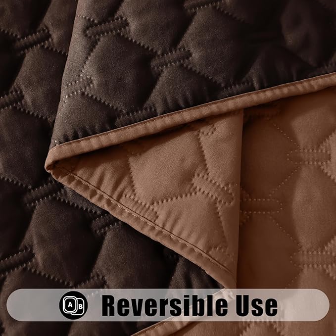 Smiry Waterproof Dog Bed Cover Blanket, Soft Reversible Pet Blanket, Washable Leakproof Cats Dogs Couch Cover for Sofa, Couch, Furniture, Plaid (40x50 Inch, Brown/Chocolate)