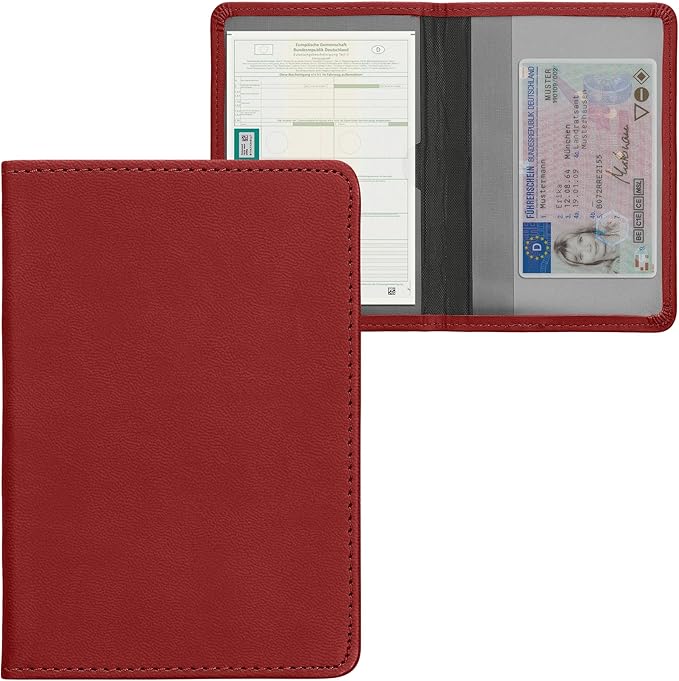 kwmobile Registration and Insurance Holder - Car Document Holder for Vehicle Documents and Cards - PU Leather - Black