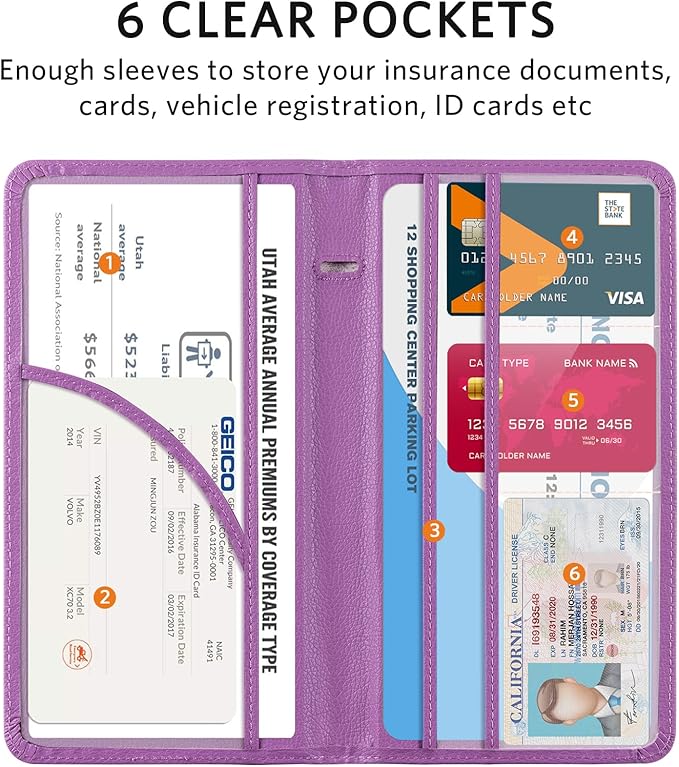 CoBak Car Registration and Insurance Holder - Vehicle Glove Box Car Organizer,Auto Truck Comparment Accessories Case with Magnetic Closure for Essential Document,Driver License,Cards