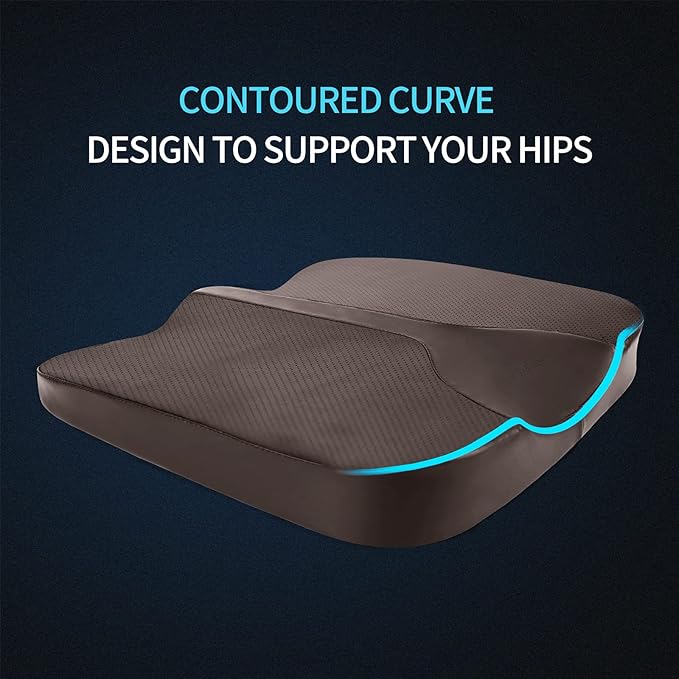 LARROUS Car Seat Cushion - Comfort Memory Foam Seat Cushion for Car Seat Driver, Tailbone (Coccyx) Pain Relief Pad, Car Seat Cushions for Driving, Office Chair Cushion (Brown)