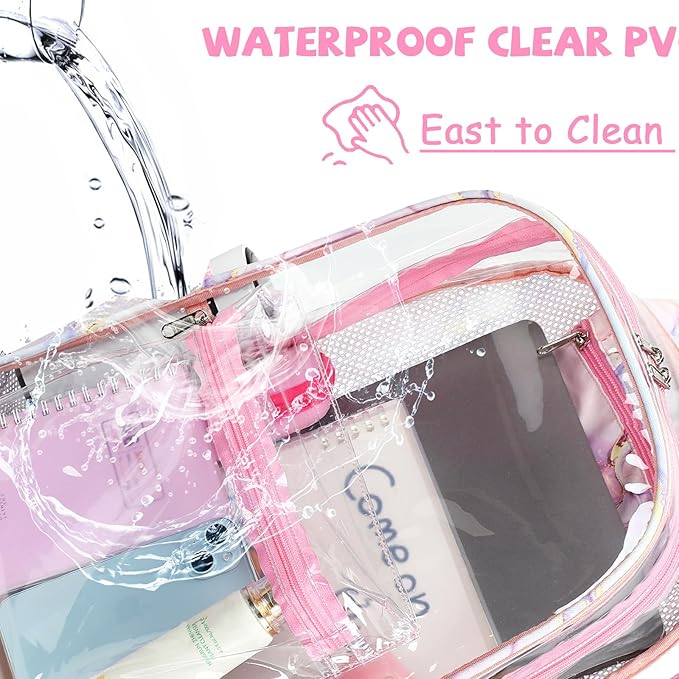 CAMTOP Clear Backpack Heavy Duty Transparent Bag See Through BookBag for Student School Work Festival Sport Travel (Z-Pinck)