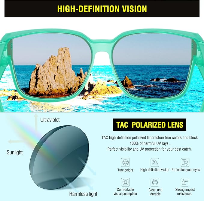 DUCO Fit Over Sunglasses for Men Women Wear Over Glasses Retro Wrap Around Polarized Sun Glasses UV400 Protection DC8981