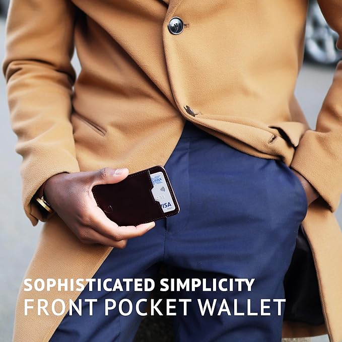 Vaultskin CHELSEA Mens RFID Blocking Slim Leather Card Wallet - Minimalist Front Pocket Cardholder
