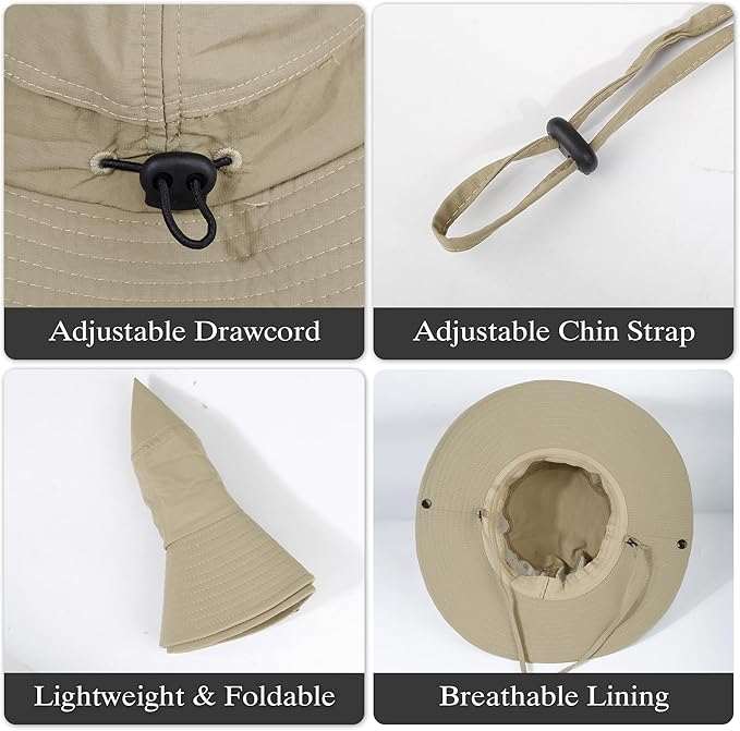 Wide Brim Sun Hats Waterproof Bucket Hat UV Protection Fishing Hat Summer Packable Fisherman Hat for Men and Women