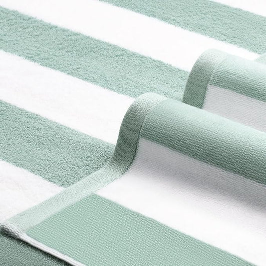 LULUHOME Large Oversized Beach Towel - Big Cotton 36 x 70 Inch Striped Pool Towel, Large Cabana Soft Swimming Towel for Adult Men Women,Teal