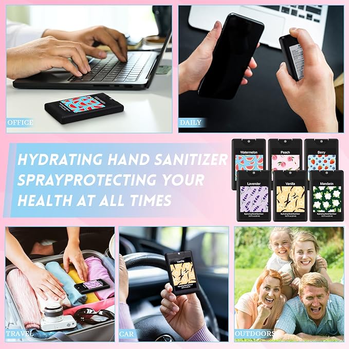 24 Pack Hydrating Hand Sanitizers Travel Size Mini Scented Hand Sanitizer Spray Refillable Moisturizing Formula Thank You Gifts for Women Men Office Teacher Nurse Party Favor