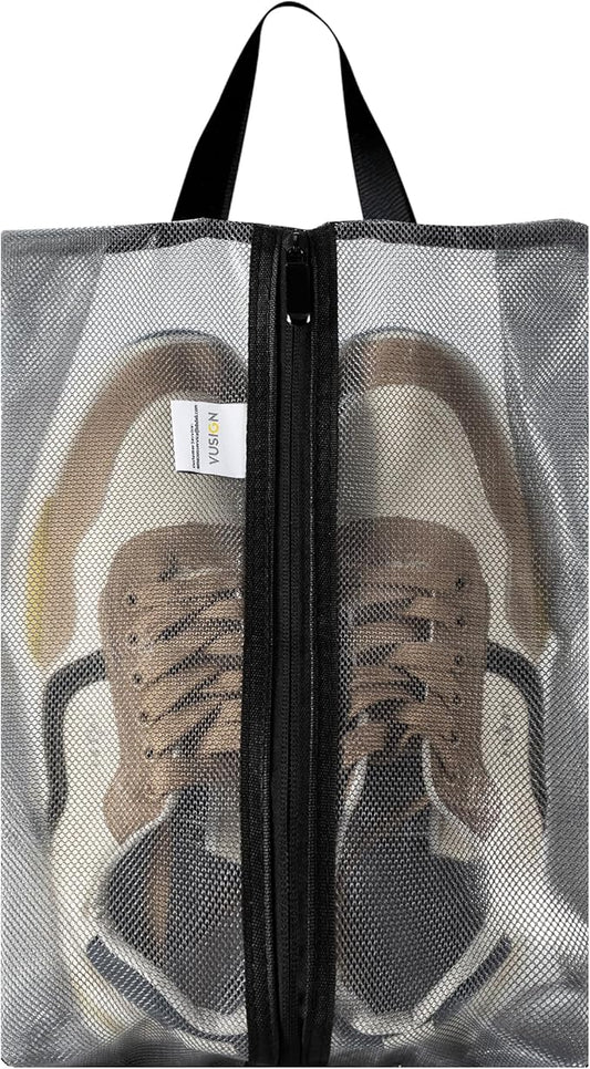 VUSIGN Travel Shoe Bag, Water-Resistant Shoe Pouch for Gym and Sport, Odor-Resistant Soccer Cleats Bag (Gray, 1-Pack)