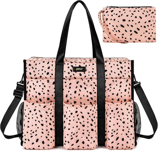 IBFUN Utility Tote Bag with 14/24 Pockets Zip Top Teacher Tote Bag for Teacher/Work Women