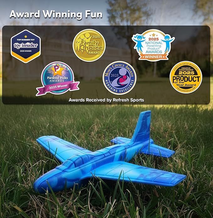 Foam Airplanes for Kids - Best Girl Toys Age 4 & Up - Engaging Toy for 7 Year Old Girl Birthday Gifts - Stocking Stuffers for Girls All Ages - Fun Sports Toy & Party Favors & Outdoor Toys Age 6-8+