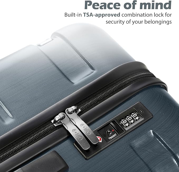 Coolife Luggage PC+ABS Hardshell Suitcase with TSA Lock, Spinner Checked Lightweight (Teal, 24in)