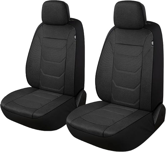 Pariiaotin 3D Air Mesh Car Seat Covers Front Sets Washable and Breathable Premium Cloth Automotive Vehicle Seat Covers for Cars Interior, Universal Fit for Most Cars, Sedan, Truck, SUV(Black)