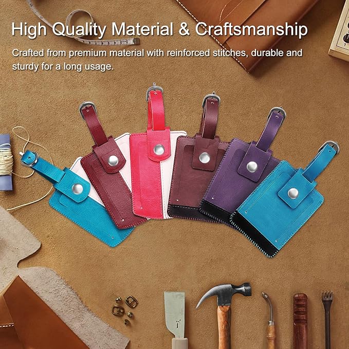 FINTIE 2 Pack Luggage Tags, Leather Name ID Labels with Privacy Cover for Travel Bag Suitcase, Theme - Genuine Leather-Purple