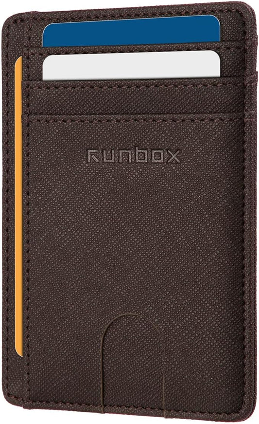 RUNBOX Slim ID Cases Minimalist Front Pocket RFID Blocking Leather Wallets for Men and Women Card Holder Wallets Gifts for men