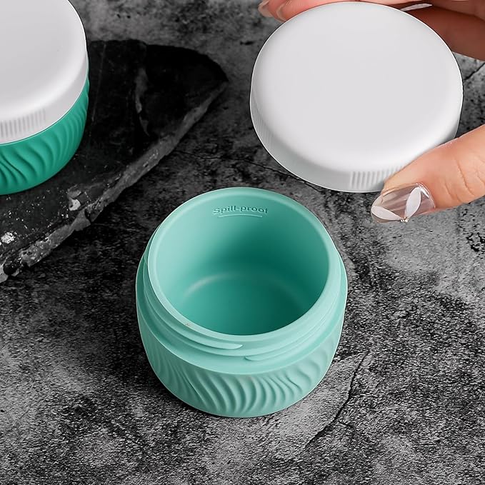 Travel Containers for Toiletries, Silicone Cream Jars BPA-Free, TSA Approved 2oz Travel Size Containers, Leak-proof Portable Size Silicone Jars with Lid for Face Hand Body Cream (4 Pack)
