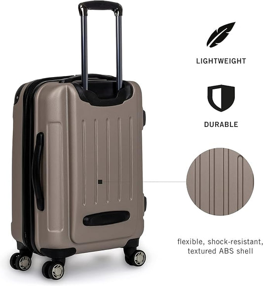 Kenneth Cole REACTION Renegade Luggage Expandable 8-Wheel Spinner Lightweight Hardside Suitcase, Champagne, 20-Inch Carry On