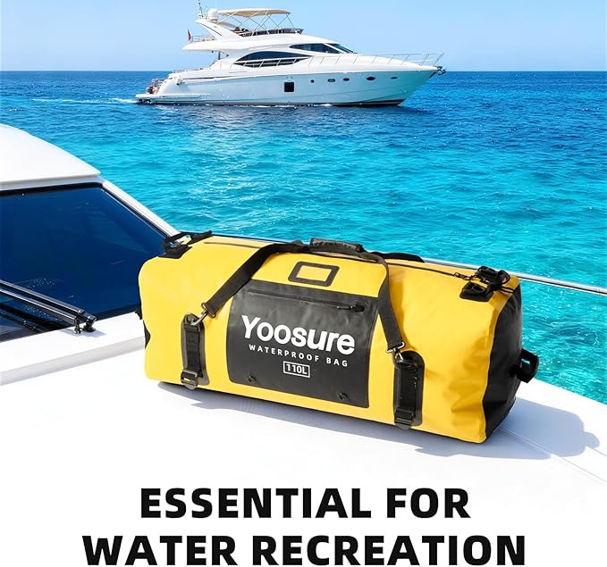 Waterproof Duffel Bag 110L - Marine Dry Bag with 700D PVC & Airtight Zipper, Extra Large Duffle Bag for Camping, Rafting, Kayaking, Boating, Car Roof Storage (Green)