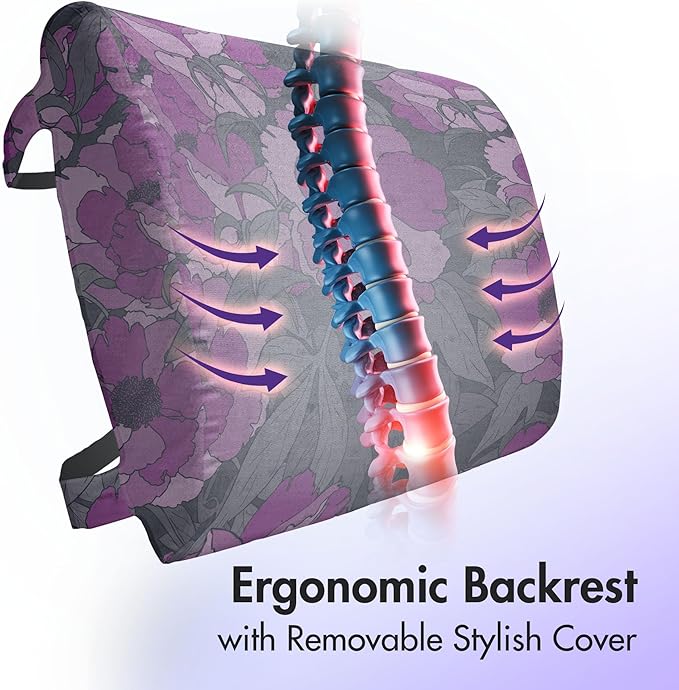 Ambesonne Floral Lumbar Back Support Pillow, Violet Tones Grungy Look Flower Print Wild Rose, High Density Foam for Office Chairs Car Seats, 14" x 13", Purple Multicolor