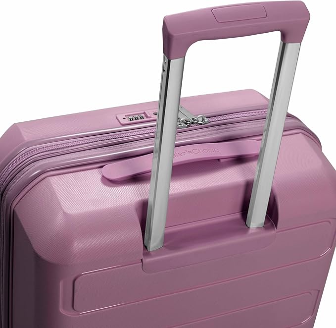 Traveler's Choice Pagosa Indestructible Hardshell Expandable Spinner Luggage, Mauve, 30-Inch Large