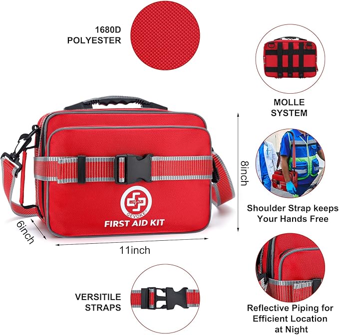 Professional 500 Piece Emergency First Aid Kit for Home, Car, Travel, Camping, Truck, Hiking, Sports, Office, Vehicle & Outdoor Emergencies - Emergency Medical Kit, Large First Aid Kit Survival