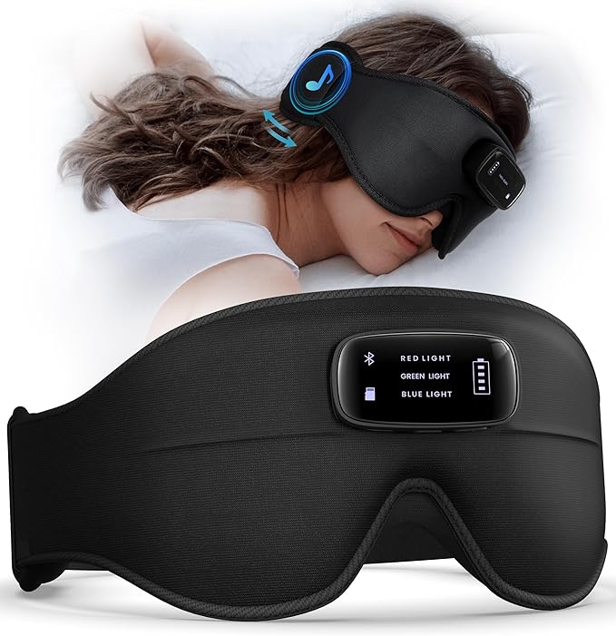 Pro Sleep Mask with Headphones Bluetooth 5.4-3D Zero-Pressure Design Adjustable Sleep Headphones for Side Sleepers 100% Light Blocking Sleep Headphones with White Noise Sounds Comfortable