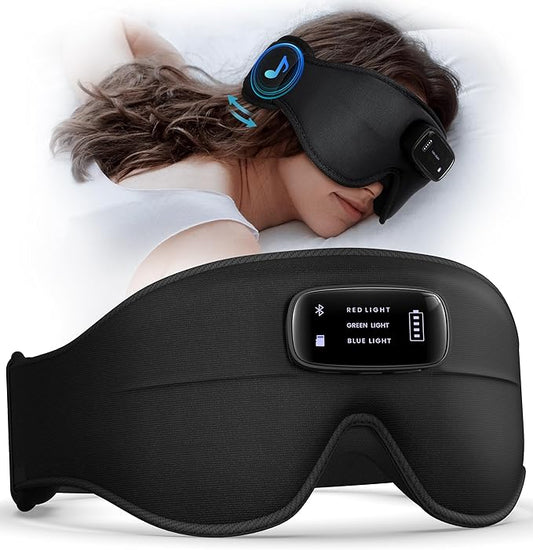 Pro Sleep Mask with Headphones Bluetooth 5.4-3D Zero-Pressure Design Adjustable Sleep Headphones for Side Sleepers 100% Light Blocking Sleep Headphones with White Noise Sounds Comfortable