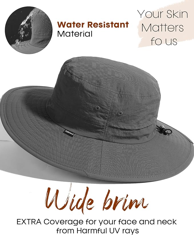 FURTALK Sun Hats for Women with Ponytail Hole Men Beach Hiking UPF 80+ Foldable Hiking Summer UV Protection Bucket Hats