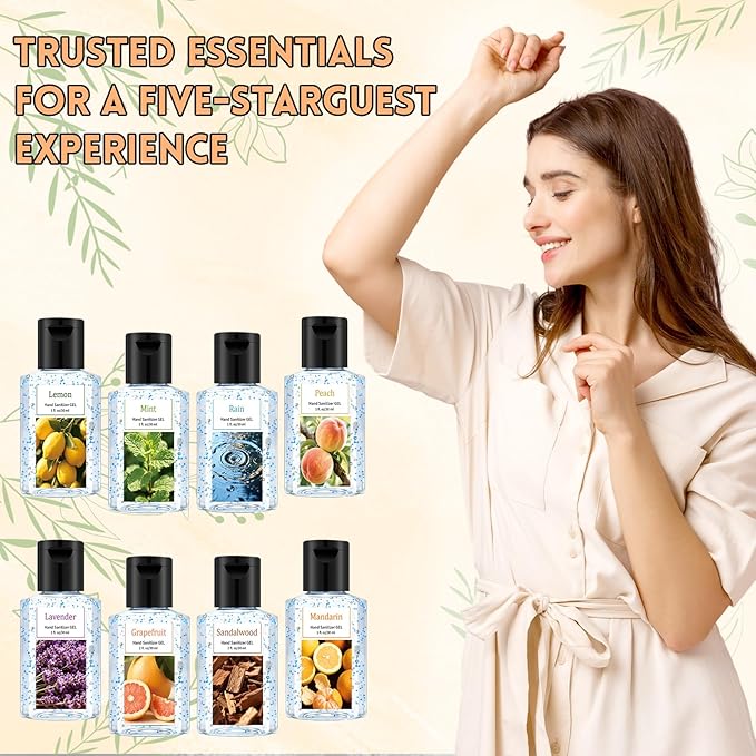 Frienda 24 Pcs Mini Hand Sanitizer Bulk with Scent 1 Fl oz Hand Sanitizer Travel Size Portable Moisturizing Clear Gel for Christmas Daily Use Friend Teacher Employee Appreciation Gifts
