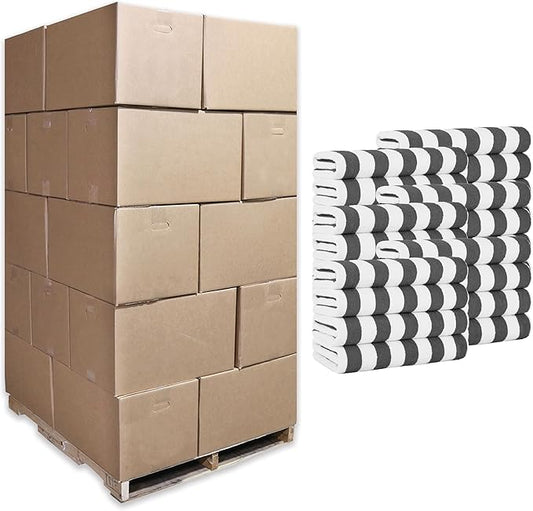 Arkwright California Cabana Stripe Beach Towel Bulk - Pallet of 480 - Large Soft Quick Dry Cotton Terry Towels Set for Pool, Swim, and Hot Tub, Oversized 30 x 70 in, Dark Grey