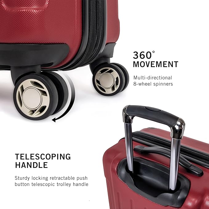 Kenneth Cole REACTION Renegade Luggage Expandable 8-Wheel Spinner Lightweight Hardside Suitcase, Scarlet Red, 24-Inch Checked