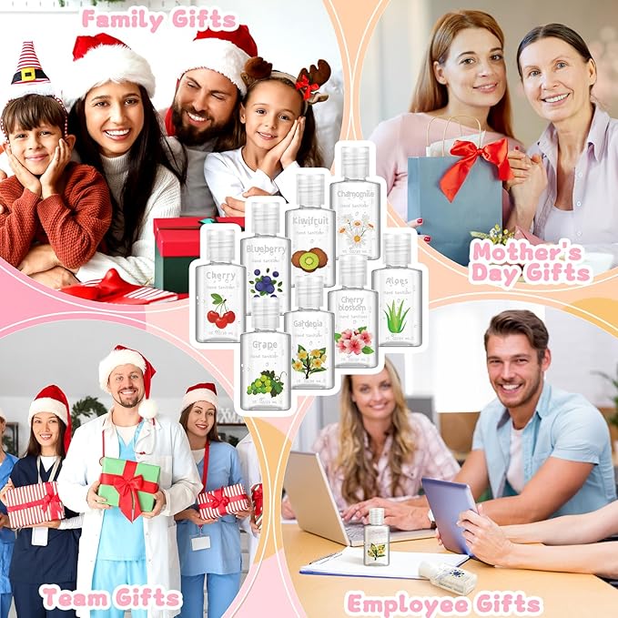 Frienda 24 Pcs Mini Hand Sanitizer Bulk Scented Hand Sanitizer Travel Size 1 Fl oz Gardenia Aloe Assorted Scents Sanitizers for Guest Christmas Stocking Stuffers Nurse Coworker Teacher Office Gifts