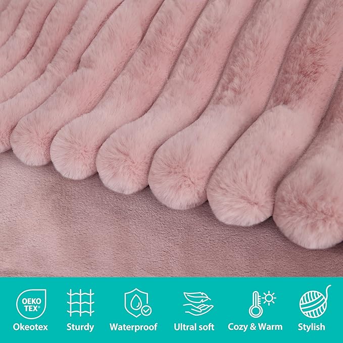 Waterproof Dog Blanket for Small Dogs, Luxury Plush Washable Cats Blankets for Couch Protection, Super Soft Calming Pet Blanket for Indoors (Pink, 25"x35")