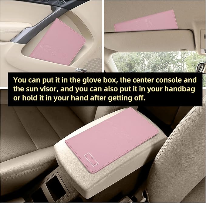Car Registration and Insurance Holder Glove Box Folder-Premium Car Folder, Car Document Holder for Cards, Driver License & other Essential Documents (pink)