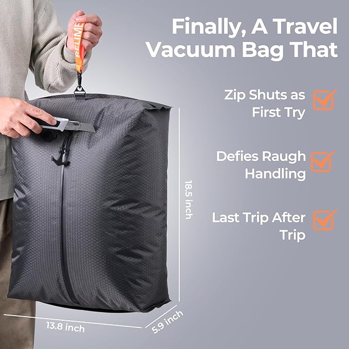 Classic Series Vacuum Bags for Travel Luggage with Wireless Pump, Compression Bags for Carry On Suitcases and Backpack, Vacuum Seal Packing cube for Cloth Packing (2PC + PUMP Gray & Lavender)