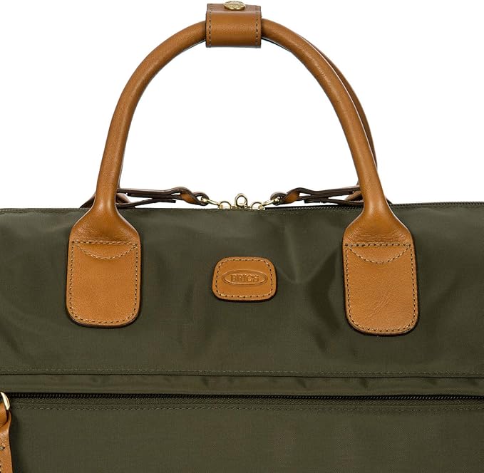 Bric's X-Travel Deluxe Duffle for Men and Women - Lightweight Overnight Carry On Travel Luggage with Tuscan Leather Trim and Sleeve Attachment - Water-Resistant Weekender or Gym-Ready Duffel