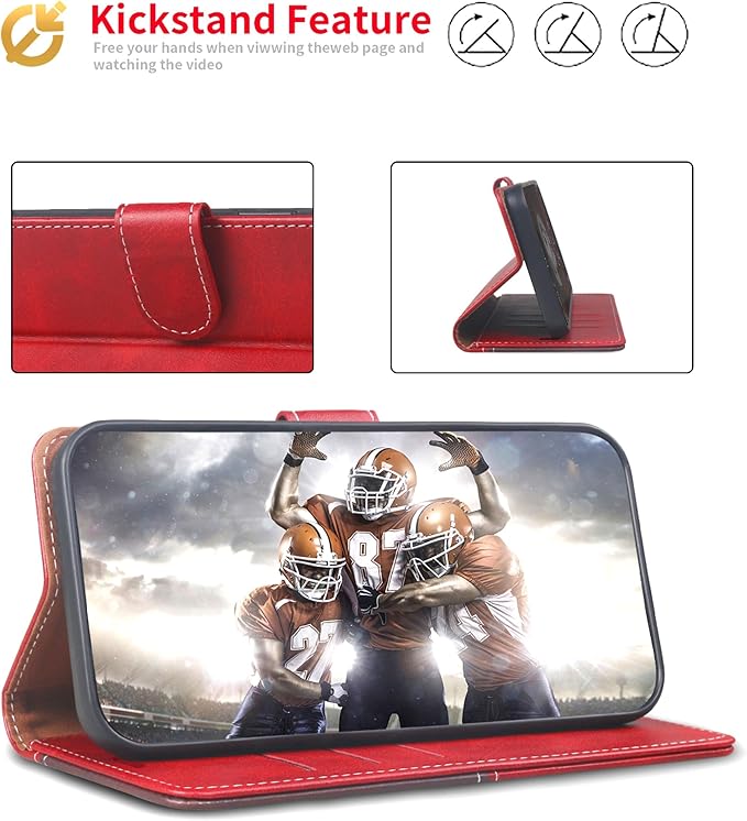 CIVICASE for iPhone 16 Pro Max Wallet Case,PU Leather Flip Case RFID Blocking Credit Card Holder Folio Magnetic Stand TPU Shockproof Cover Compatible with iPhone 16 Pro Max, Red Brown